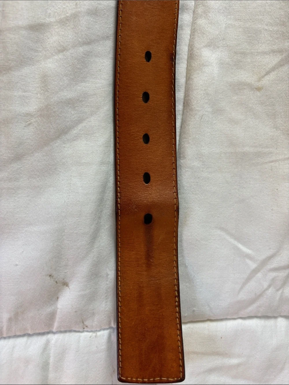 Orvis Two-Tone Brown Leather Belt with Brushed Metal Buckle